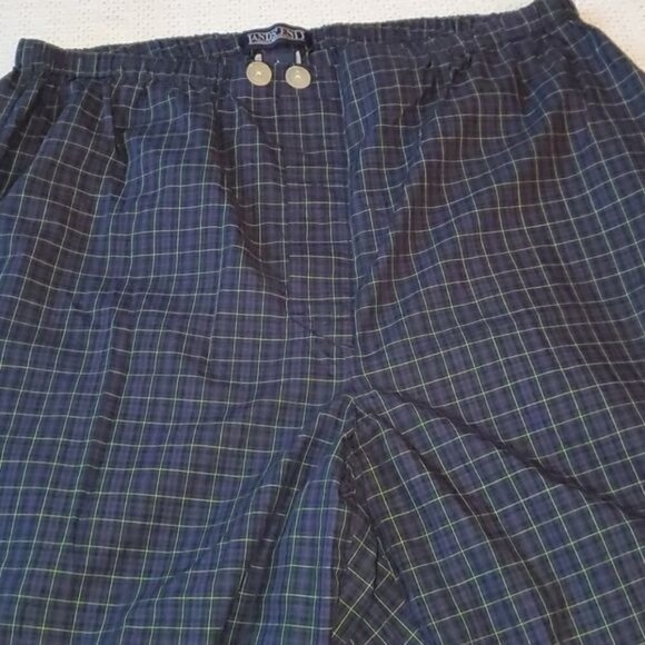 Lands' End Blue Plaid Button Down Top w Pocket & Elastic Waist w Sz L Pajama Set - Picture 11 of 16